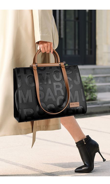 Tote bag new large capacity women's bag embossed letters
